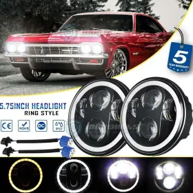 Cvg72582 Ironwalls Pair 5.75 Inch 5-3/4 Led Headlights Drl Hi-lo Angel Eyes Lamp For Chevrolet Impala Cvg72582 Ironwalls Pair 5.75 Inch 5-3/4 Led Headlights Drl Hi-lo Angel Eyes Lamp For Chevrolet Impala