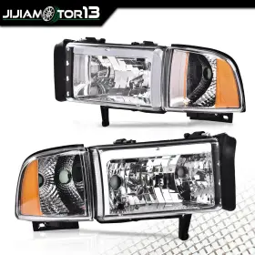 J-02hla3716bwt Jijiamotor13 Led Drl Headlight Lamps Fit For 1994-02 Dodge Ram 1500 2500 3500 Chrome/clear