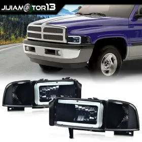 J-02hla3716csw Jijiamotor13 Fit For 94-02 Dodge Ram 1500 2500 3500 Smoke Lens Headlight Led Tube C Light Bar J-02hla3716csw Jijiamotor13 Fit For 94-02 Dodge Ram 1500 2500 3500 Smoke Lens Headlight Led Tube C Light Bar