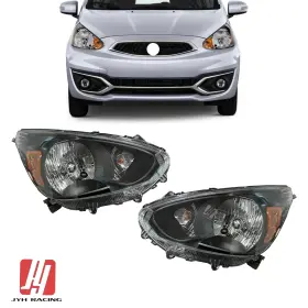 Jyhr15108bk Jx Black Housing Fits 2014-2020 Mitsubishi Mirage Hatchback Headlight Lamp Set Pair