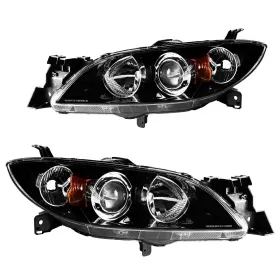 Bn8f510l0e Kac New 2x Headlight Assembly For 04-2009 Mazda 3 Sedan 2.0 2.3l Clear Lens Black Us