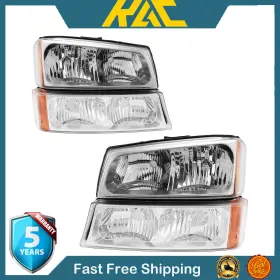 Fit102039 Kac For 03-06 Chevy Silverado Avalanche 1500 2500 3500 Headlights Assembly Set Of 2
