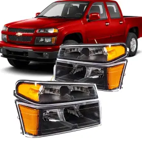Fu976108 Kac For 04-12 Colorado Canyon Black Housing Amber Corner Headlight Headlamp