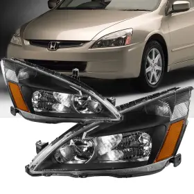 Xia815438 Kac For 2003-2007 Honda Accord 2/4dr Headlights Amber Corner Lamps Left Right Black Xia815438 Kac For 2003-2007 Honda Accord 2/4dr Headlights Amber Corner Lamps Left Right Black