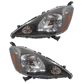 Karparts360 197301719820 For Honda Fit Headlight 2009-2013 Passenger And Driver Halogen Dark Gray Interior