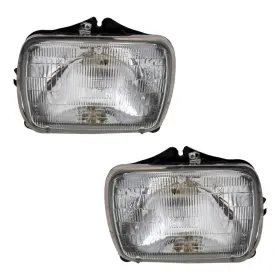 Karparts360 800111021204 For Jeep Wagoneer 1990 Headlight Driver And Passenger Side Pair Halogen Black