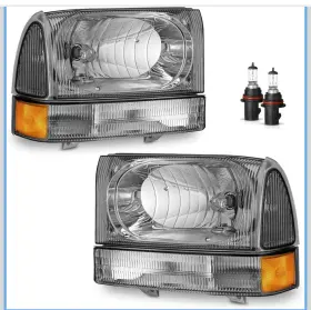 Ksh-fdf2509900-10 Karsparehub Headlights Assembly With Bulbs For 1999-2004 Ford Super Duty F250 F350 F450 F550