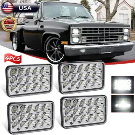 Kb-autolight 192530889931 Chrome 4pcs 4x6 Inch Projector Led Headlights Hi-lo For Chevy C10 Suburban 1981-1986 Kb-autolight 192530889931 Chrome 4pcs 4x6 Inch Projector Led Headlights Hi-lo For Chevy C10 Suburban 1981-1986