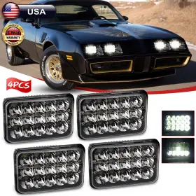 Kb-autolight 791715153999 Dot 4x 4x6 Inch Black Led Headlight Hi/low For Firebird 1977-1981 Grand Prix