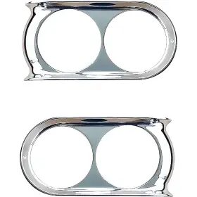 848057 Key Parts 1960-66 Gmc Truck Suburban Bezel Headlamp Chrome Pair