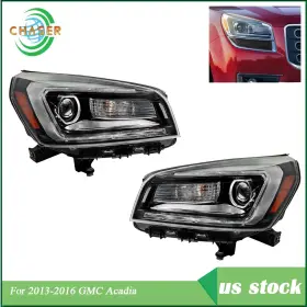 Labworkmoto Cer495220c Clear Lens Black Front Headlight Fit For Gmc Acadia 2013-2016 Rh Lh Side Halogen