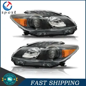 Labworkmoto Sst169195t Driver Passenger Side For Toyota Prius 2012 2013 2014 2015 Headlight Clear Black