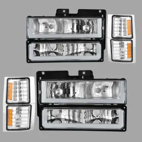Ledkingdomus 199449208464 Led Drl Chrome Headlights Bumper Corner For 94-99 Chevy C/k Silverado Suburban Ledkingdomus 199449208464 Led Drl Chrome Headlights Bumper Corner For 94-99 Chevy C/k Silverado Suburban