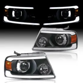 M1140106k1997 Longhongauto Led Drl Projector Headlight With Dynamic Signal For 2004-08 Ford F150 Front Lamp