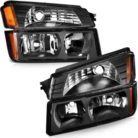 15136536-i Lujuntec Headlights Assembly For 2002-2006 Chevy Avalanche Black Housing Headlamps