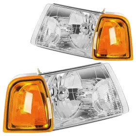 Am94811292 Lujuntec For 2001-2011 Ford Ranger Headlights Assembly Chrome Lights Left Right Replace
