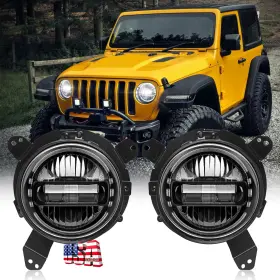 Lx-light 754137409297 For Jeep 2018-2026 Jl Halo Angel Eyes Led Headlight Anti Flicker Replace Halogen