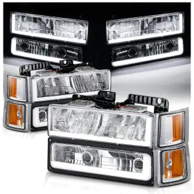 A06-m-hl-bar-034-ca M-auto 8pcs Oe Style Headlights Assembly Compatible With 94-99 Chevrolet C/k