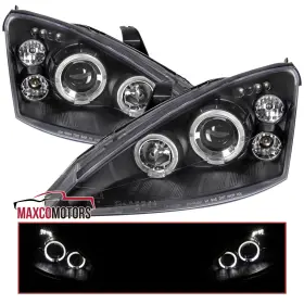 3s4z13008cc Maxcomotors Fits 2000-2004 Ford Focus Black Led Halo Projector Headlights Lamps Left Right