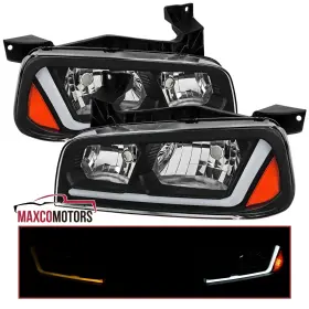 4806164aj Maxcomotors Black Headlights Fits 2006-2010 Dodge Charger Led Strip Sequential Signal Lamps 4806164aj Maxcomotors Black Headlights Fits 2006-2010 Dodge Charger Led Strip Sequential Signal Lamps