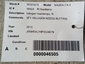 114-59824r Mazda Passenger Right Headlight Halogen Headlamps Fits 13-16 Cx-5 217512