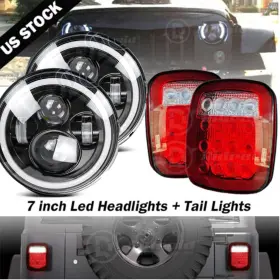Luy-525658 Milelightpart-us For Jeep Wrangler Tj 1997-2006 Dot 7inch Led Headlights Tail Lights Combo