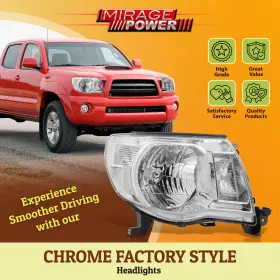 Hl-ty511050ch-147-w0 Miragepower2008 Chrome Housing Clear Corner Halogen Head Light Driving Lamp L R For 05-11 Tacoma