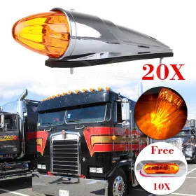 10157326 Mirozo 20x Torpedo Amber 17 Led Cab Roof Running Light For Peterbilt Free Side Marker