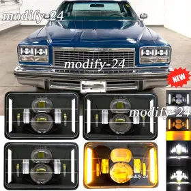 460044b02 Mod 4pcs 4x6 Inch Led Headlight Hi/lo Halo Sealed Headlamp Fit Buick Lesabre 1976-1986