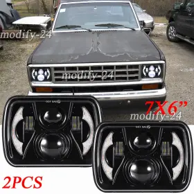 76002002 Mod Fit Ford Ranger 1983-1988 7x6 Inch Led Headlights Hi/lo Drl Turn Signal Angel Eyes