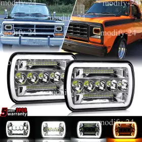 76005s2d02 Mod 2pcs Dot 7x6 Inch 5x7 Led Headlights Hi-lo Drl Beam Fit Dodge D150 D250 D350 Ram 50