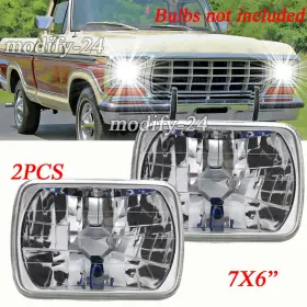 76h202 Mod Pair 7x6 5x7 Inch Led/hid Headlights Housing Fit Ford F100 1978 1979 1980-1983