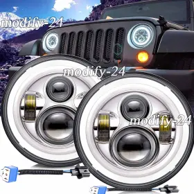 Ra-1145cda Mod Pair 7 Inch Chrome Round Led Headlights Hi/lo Drl Fit Jeep Wrangler Jk Lj Tj Cj Dot