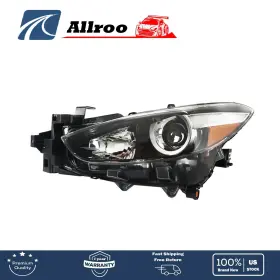 Bacs-51-0k0d Munirater Headlight Headlamp Assembly For 2017-2018 Mazda 3 Lh/driver Clear Lens Halogen