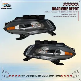 Be265024l Munirater Left Right Side For Dodge Dart 2013 2014 2015 2016 Headlights Halogen Black Pair Be265024l Munirater Left Right Side For Dodge Dart 2013 2014 2015 2016 Headlights Halogen Black Pair