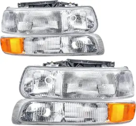 10092825036 N&p Headlight Assembly Crystal Compatible With 99-02 Chevy Silverado 00-06 Chrome