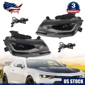 Gm2503423 Nakkaa For 2016-2018 Chevy Camaro Halogen Headlights With Drl Led Switchback 16-18 Gm2503423 Nakkaa For 2016-2018 Chevy Camaro Halogen Headlights With Drl Led Switchback 16-18