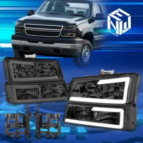 Npn86069 Newpoint Motor Npm64029 Npm84334 For 03-07 Avalanche Silverado Led Drl Smoked Lens Headlights Bracket Replacement