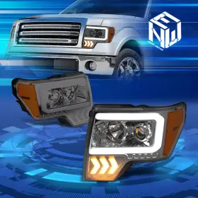 Npm65652 Newpoint Motor Open-box For 09-14 Ford F150 Led Drl Arrow Turn Signal Smoked Headlights Lamp Npm65652 Newpoint Motor Open-box For 09-14 Ford F150 Led Drl Arrow Turn Signal Smoked Headlights Lamp