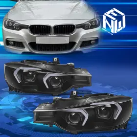 Npm98143 Newpoint Motor For 12-15 Bmw 3-series F30 Sedan Led Projector Headlights Lamp Replacement Black