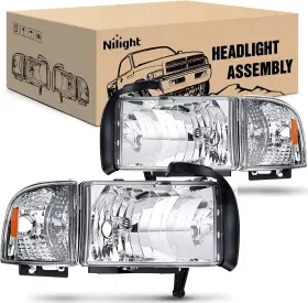 Na201 Nilight Headlights Replacement Assembly Kit For 1994-2002 Ram 2500 3500