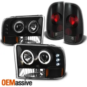 1c3z13008aa Oemassive For 99-04 F-series Superduty Black Halo Projector Headlight Tail Light Assembly