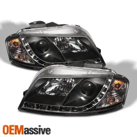 5-444-aa306-drl-bk Oemassive For 06-08 Audi A3 Led Drl Projector Headlights Housing With Corner Lamps- Black