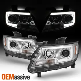 5-444-cco15-lbdrl-c Oemassive Fits 2015-2022 Chevy Colorado Chrome Full Led Drl Tube Projector Headlights Set