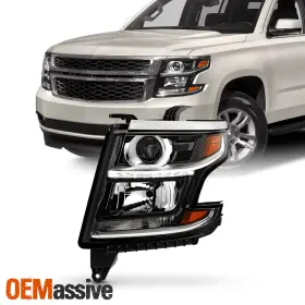 5-hd-jh-csub15-hid-oe-l Oemassive For 2015-2020 Chevy Suburban Tahoe Hid Projector Black Headlamp Driver With Led Drl