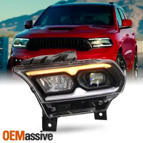5-hd-jh-ddu21-fled-al-bk-l Oemassive For 2021-2024 Dodge Durango Black Bezel Full Led Projector Headlamp Driver With Afs