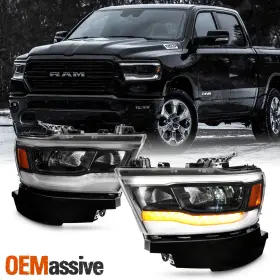 5-hd-jh-dr19-fled-oe-bk-l-r Oemassive For 2019-2023 Ram 1500 Full Led Tube Headlights With Black Bezel Reflector Pair 5-hd-jh-dr19-fled-oe-bk-l-r Oemassive For 2019-2023 Ram 1500 Full Led Tube Headlights With Black Bezel Reflector Pair
