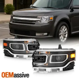 5-hd-jh-fflex13-hid-oe-l-r Oemassive For 2013-2019 Ford Flex Hid Xenon With Led Drl Projector Headlights Headlamp Pair