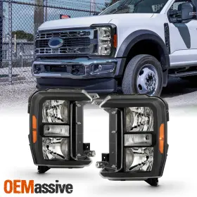 5-hd-jh-fs23-am-bk Oemassive For 2023-2025 Ford F250 F350 F450 Superduty Halogen Headlights Back Housing Set