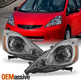 5-hd-jh-hfit09sp-oe-l-r Oemassive For 2009-2014 Honda Fit Halogen Type Headlight Chrome Housing Assembly Pair